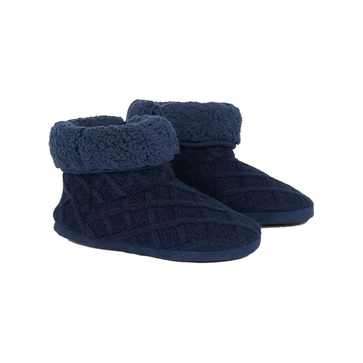Navy - Back - Debenhams Mens Crosshatch Knitted Slippers