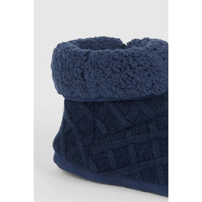 Navy - Pack Shot - Debenhams Mens Crosshatch Knitted Slippers