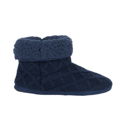 Navy - Front - Debenhams Mens Crosshatch Knitted Slippers