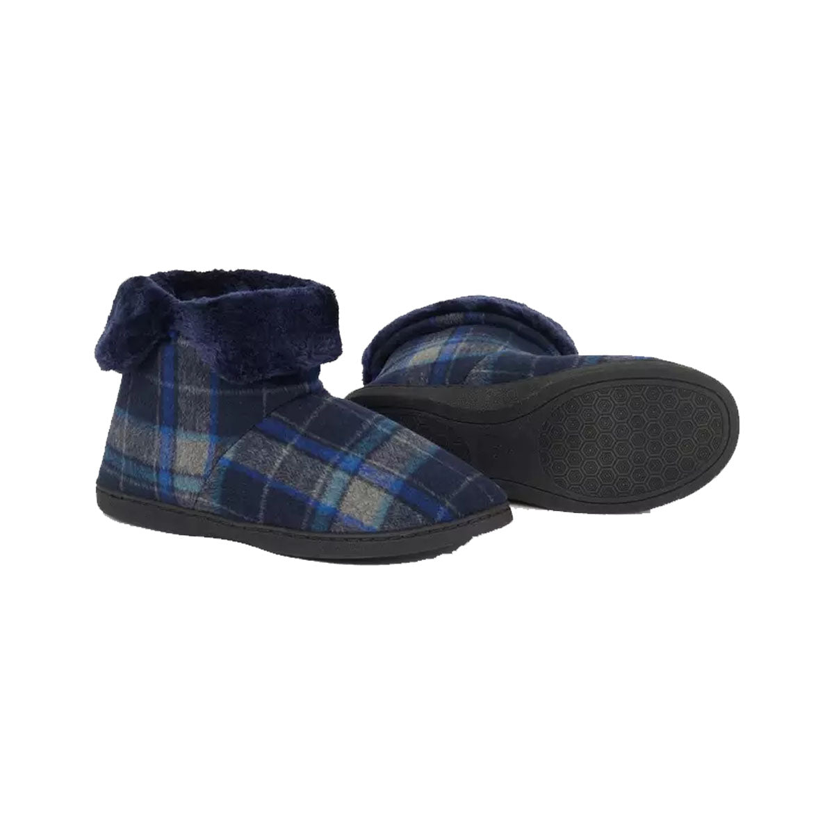 Navy - Back - Debenhams Mens Checked Slippers