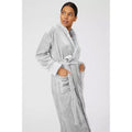 Grey - Side - Debenhams Womens-Ladies Fleece Shawl Collar Robe