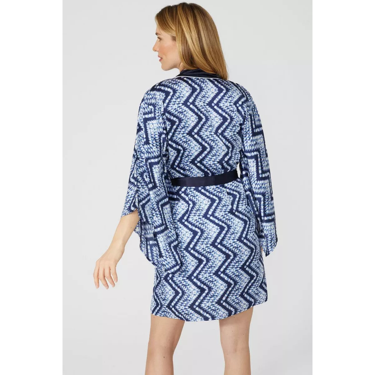 Blue - Back - Debenhams Womens-Ladies Satin Midi Dressing Gown