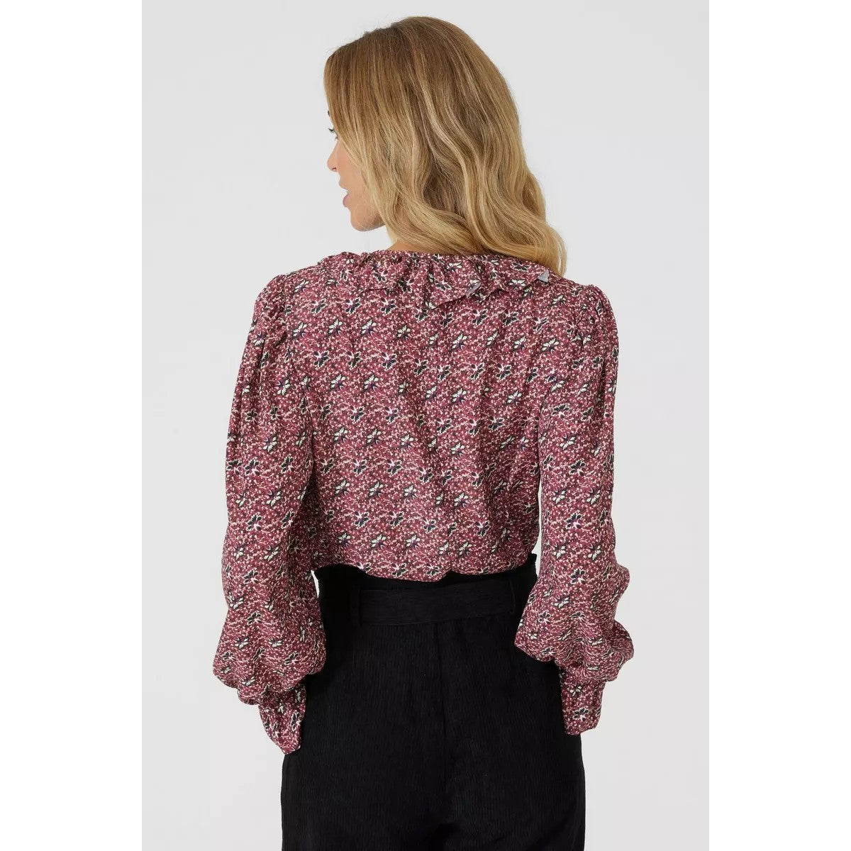 Rust - Back - Mantaray Womens-Ladies Floral Frill Detail Blouse