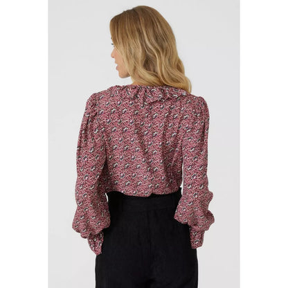 Rust - Back - Mantaray Womens-Ladies Floral Frill Detail Blouse