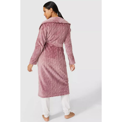 Mauve - Back - Debenhams Womens-Ladies Classic Dressing Gown