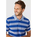 Bright Blue - Side - Maine Mens Block Stripe Textured Polo Shirt