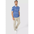 Bright Blue - Lifestyle - Maine Mens Block Stripe Textured Polo Shirt