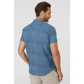 Blue - Back - Mantaray Mens Textured Revere Collar Shirt