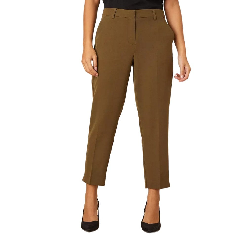 Khaki - Front - Dorothy Perkins Womens-Ladies Plain Petite Ankle Grazer Trousers