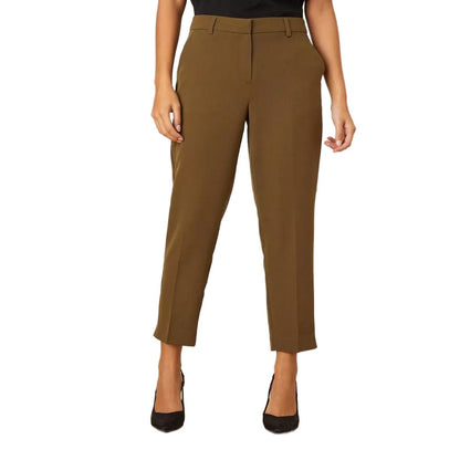 Khaki - Front - Dorothy Perkins Womens-Ladies Plain Petite Ankle Grazer Trousers