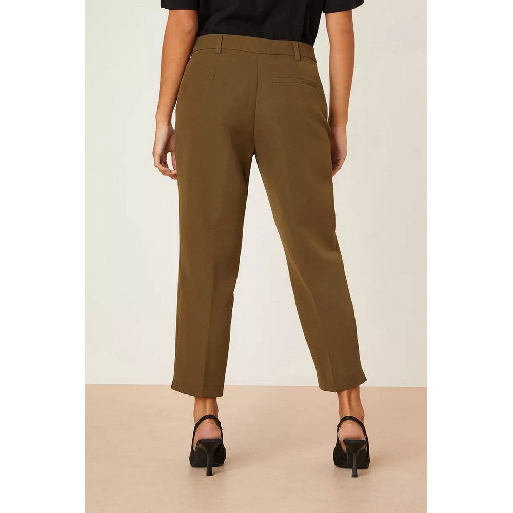 Khaki - Back - Dorothy Perkins Womens-Ladies Plain Petite Ankle Grazer Trousers