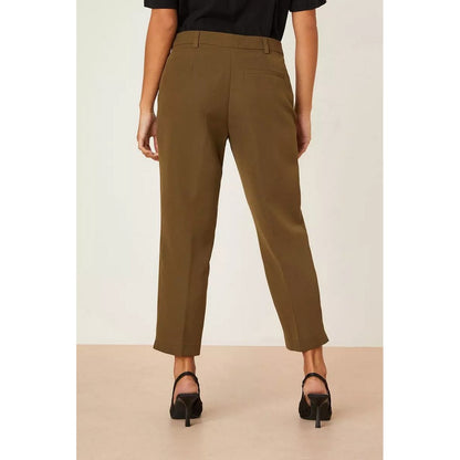 Khaki - Back - Dorothy Perkins Womens-Ladies Plain Petite Ankle Grazer Trousers