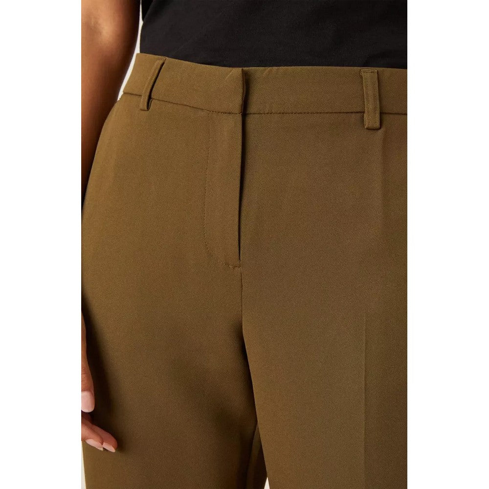 Khaki - Side - Dorothy Perkins Womens-Ladies Plain Petite Ankle Grazer Trousers