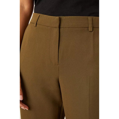 Khaki - Side - Dorothy Perkins Womens-Ladies Plain Petite Ankle Grazer Trousers