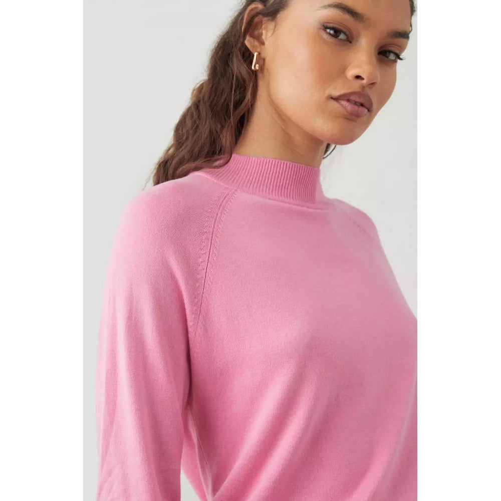 Pink - Side - Dorothy Perkins Womens-Ladies High-Neck Petite 3-4 Sleeve Top