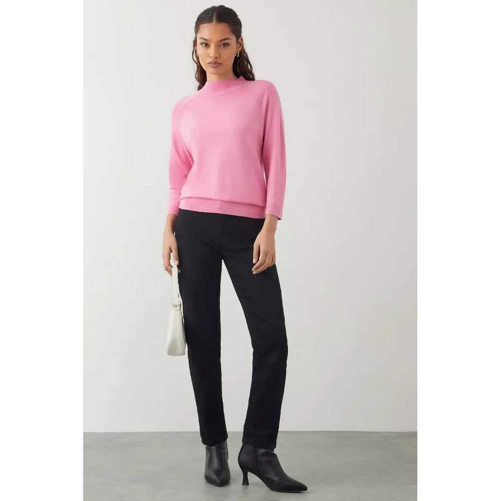 Pink - Lifestyle - Dorothy Perkins Womens-Ladies High-Neck Petite 3-4 Sleeve Top