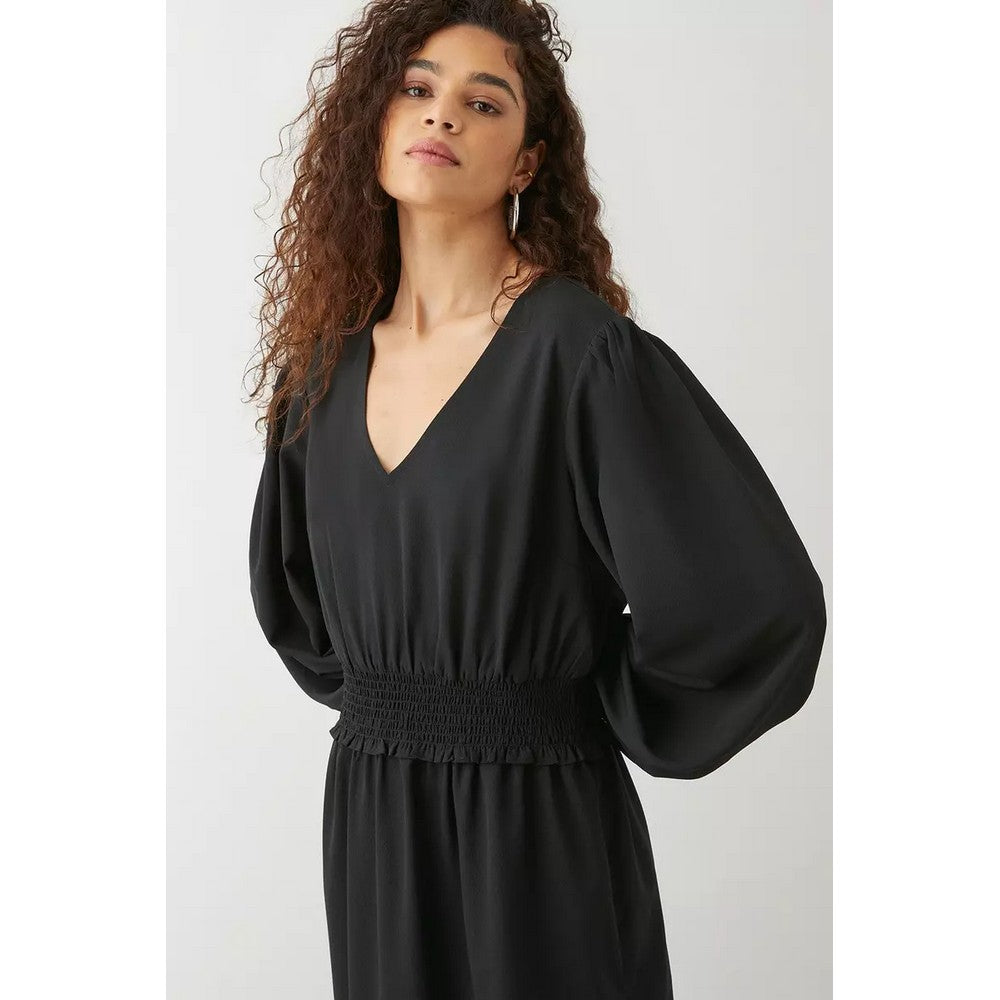 Black - Side - Dorothy Perkins Womens-Ladies Shirred Tall Midi Dress