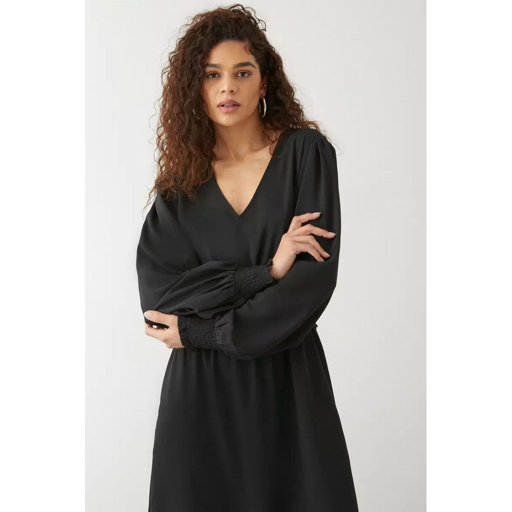 Black - Pack Shot - Dorothy Perkins Womens-Ladies Shirred Tall Midi Dress