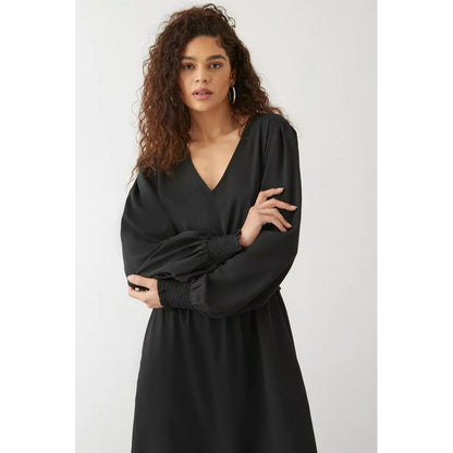 Black - Pack Shot - Dorothy Perkins Womens-Ladies Shirred Tall Midi Dress
