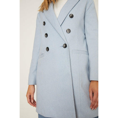 Blue - Side - Dorothy Perkins Womens-Ladies Faux Fur Collar Petite Coat