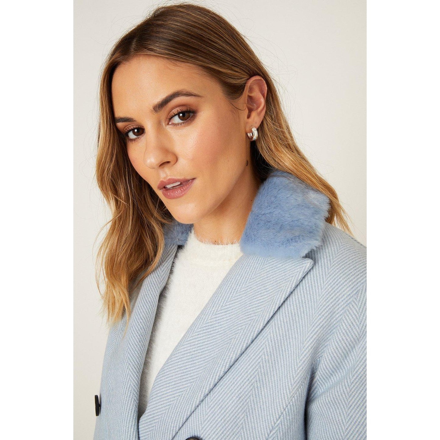 Blue - Lifestyle - Dorothy Perkins Womens-Ladies Faux Fur Collar Petite Coat