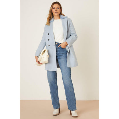 Blue - Close up - Dorothy Perkins Womens-Ladies Faux Fur Collar Petite Coat