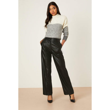 Black - Lifestyle - Dorothy Perkins Womens-Ladies Faux Leather Wide Leg Trousers