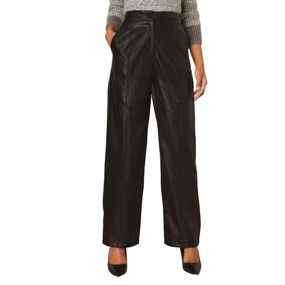 Black - Front - Dorothy Perkins Womens-Ladies Faux Leather Wide Leg Trousers