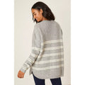 Grey - Back - Dorothy Perkins Womens-Ladies Striped Curved Hem Jumper