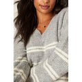 Grey - Side - Dorothy Perkins Womens-Ladies Striped Curved Hem Jumper