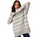 Grey - Front - Dorothy Perkins Womens-Ladies Striped Curved Hem Jumper