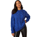 Cobalt Blue - Front - Dorothy Perkins Womens-Ladies Cable Knit Regular Jumper