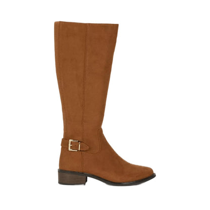 Chocolate - Front - Dorothy Perkins Womens-Ladies Kinley Buckle Detail Wide Riding Boots
