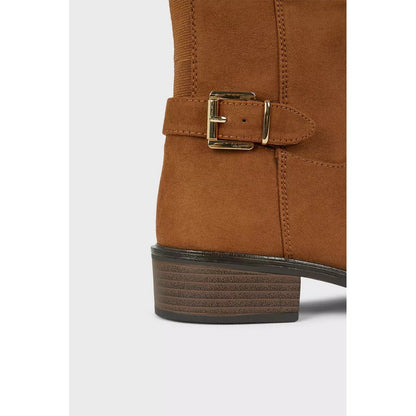Chocolate - Back - Dorothy Perkins Womens-Ladies Kinley Buckle Detail Riding Boots