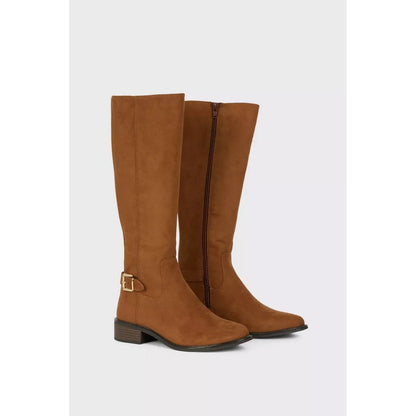 Chocolate - Side - Dorothy Perkins Womens-Ladies Kinley Buckle Detail Riding Boots