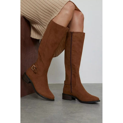 Chocolate - Lifestyle - Dorothy Perkins Womens-Ladies Kinley Buckle Detail Riding Boots