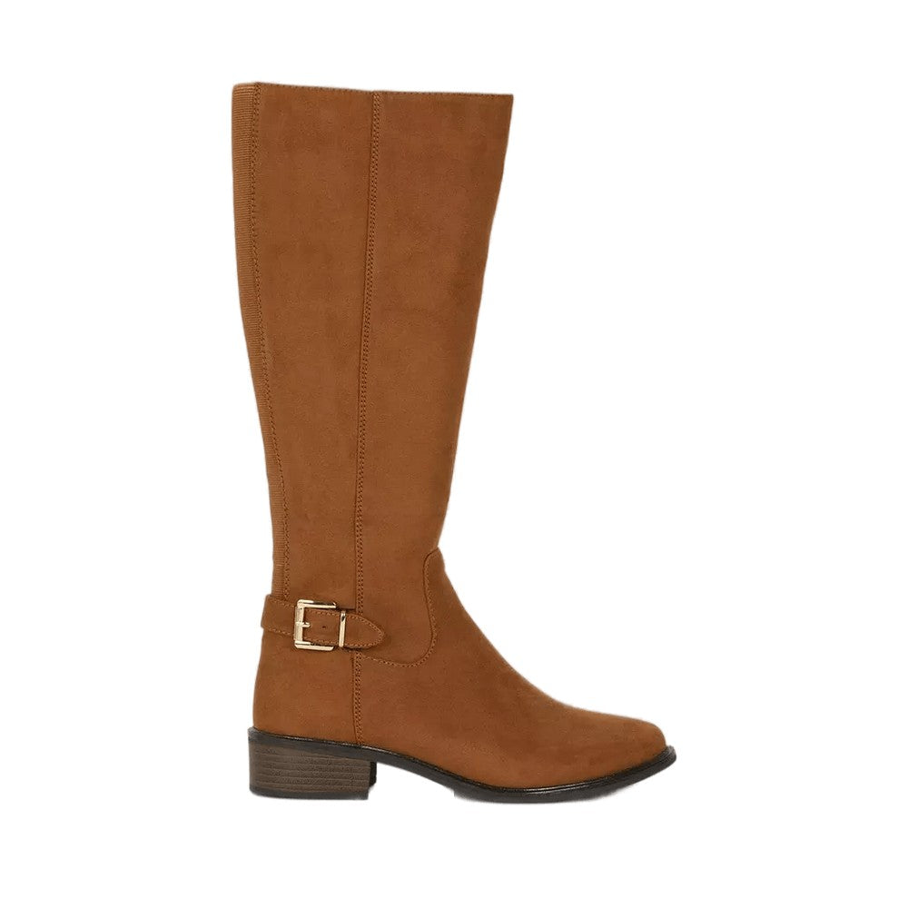 Chocolate - Front - Dorothy Perkins Womens-Ladies Kinley Buckle Detail Riding Boots