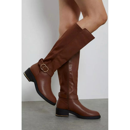 Chocolate - Lifestyle - Dorothy Perkins Womens-Ladies Kenya Buckle Detail Wide Calf Boots