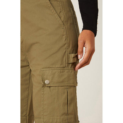 Khaki - Side - Dorothy Perkins Womens-Ladies Cargo High Waist Trousers