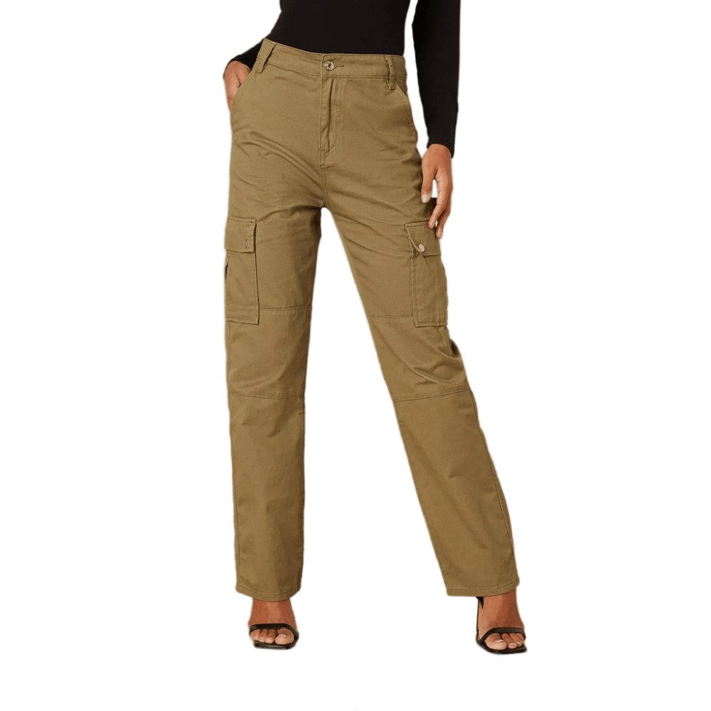 Khaki - Front - Dorothy Perkins Womens-Ladies Cargo High Waist Trousers
