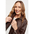 Chocolate - Side - Dorothy Perkins Womens-Ladies Faux Leather Biker Jacket