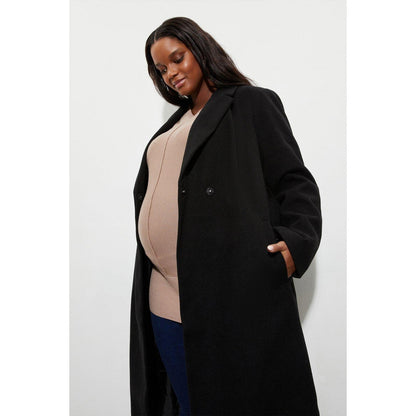 Black - Pack Shot - Dorothy Perkins Womens-Ladies Buckle Detail Maternity Coat