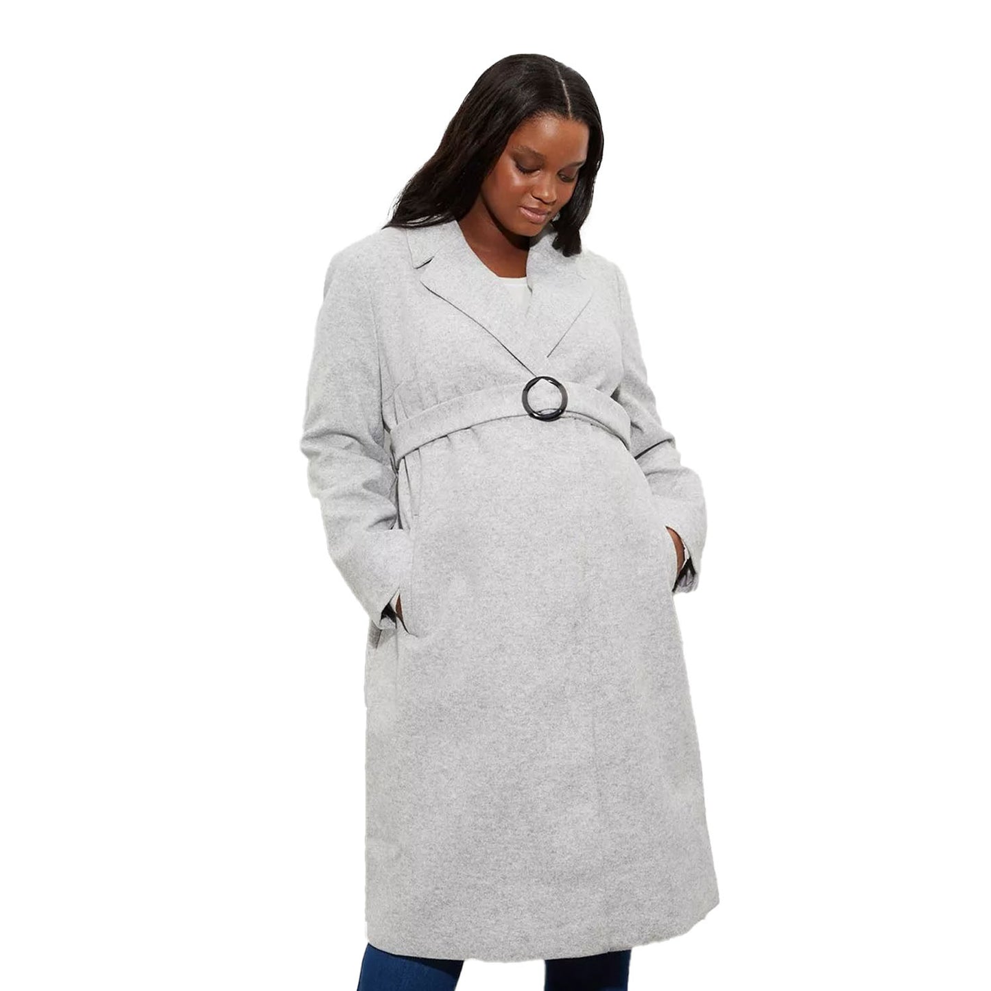 Grey - Front - Dorothy Perkins Womens-Ladies Buckle Detail Maternity Coat