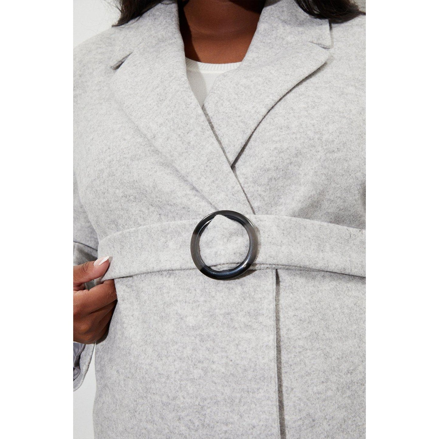 Grey - Side - Dorothy Perkins Womens-Ladies Buckle Detail Maternity Coat