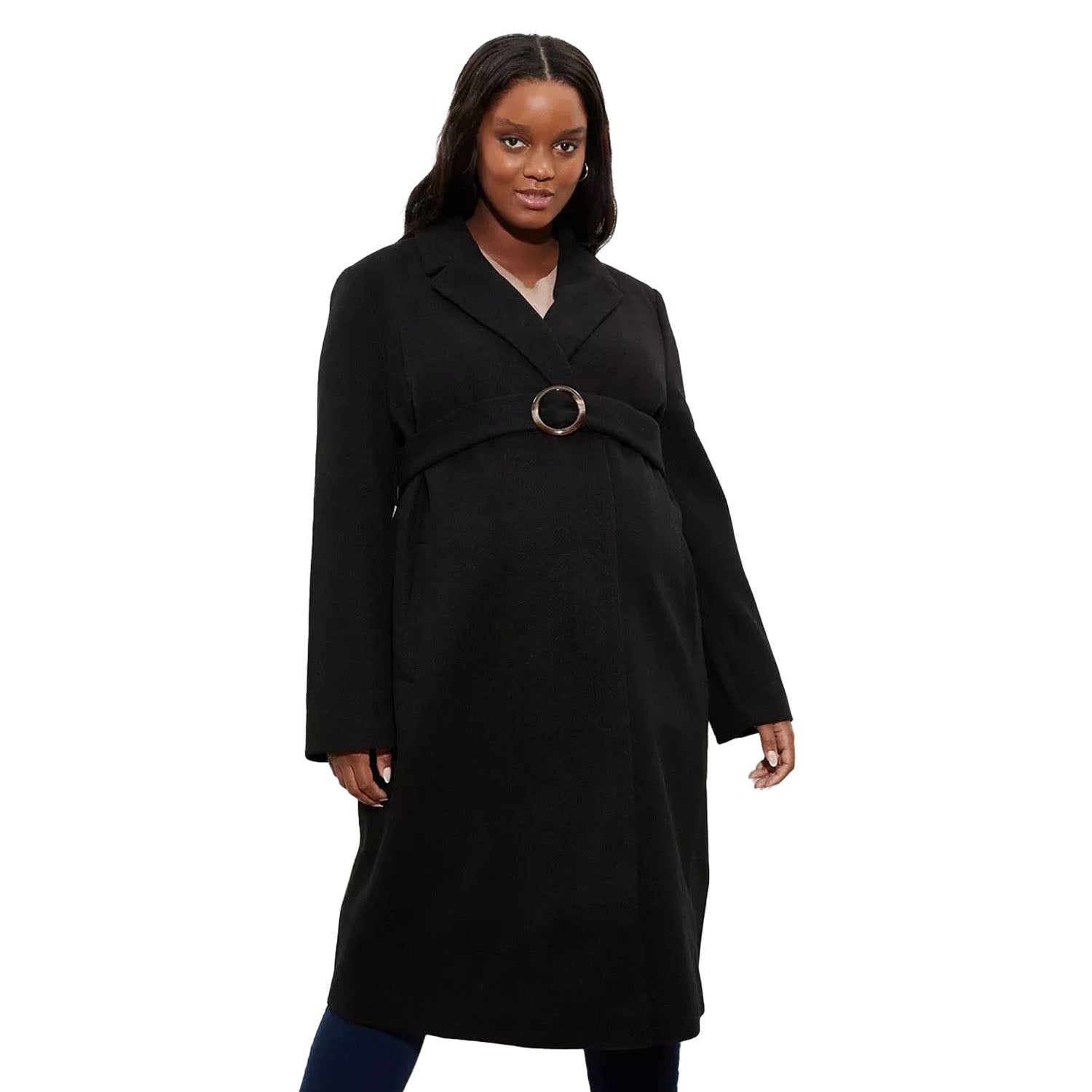 Black - Front - Dorothy Perkins Womens-Ladies Buckle Detail Maternity Coat
