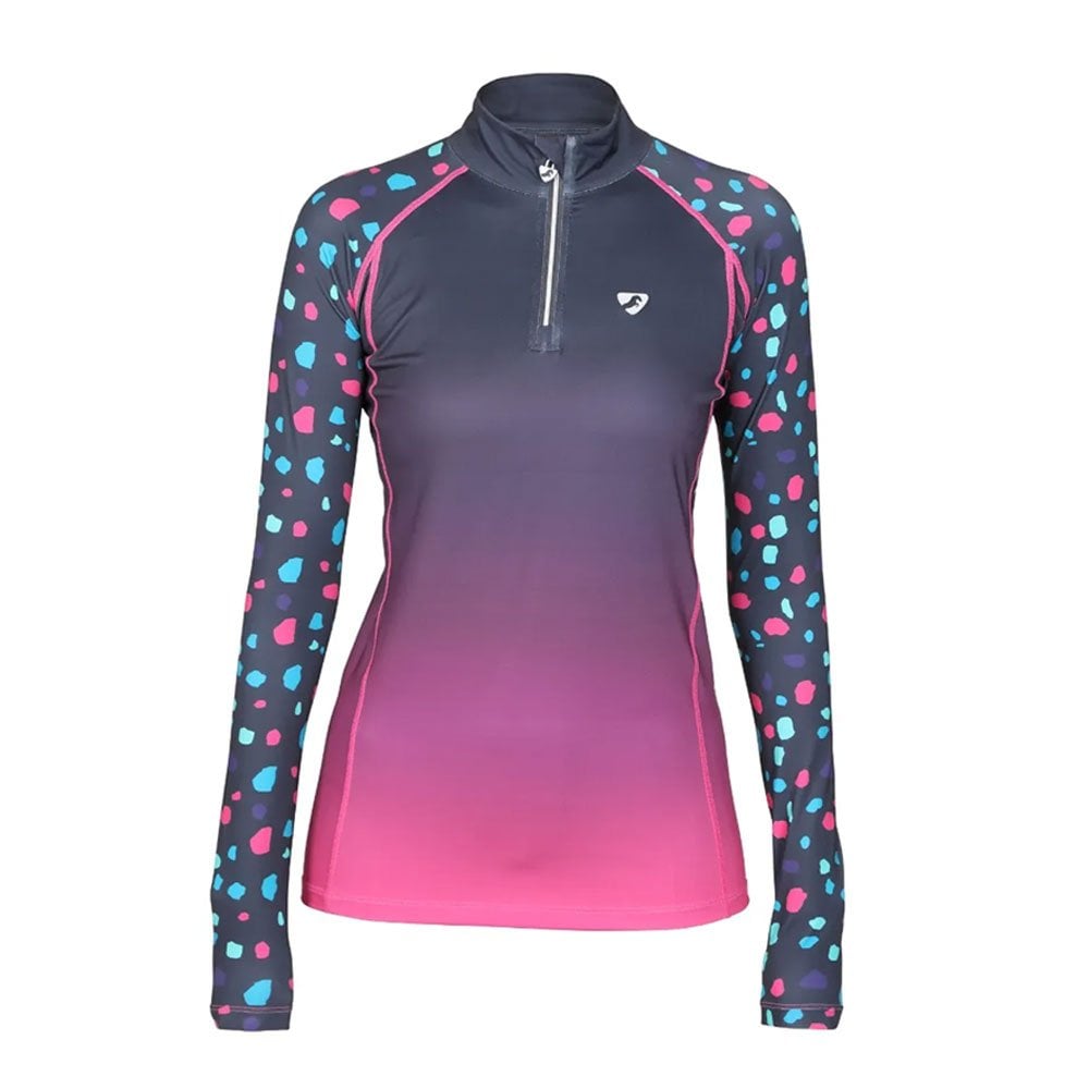 Pink - Front - Aubrion Womens-Ladies Hyde Park XC Spotted Cross Country Shirt