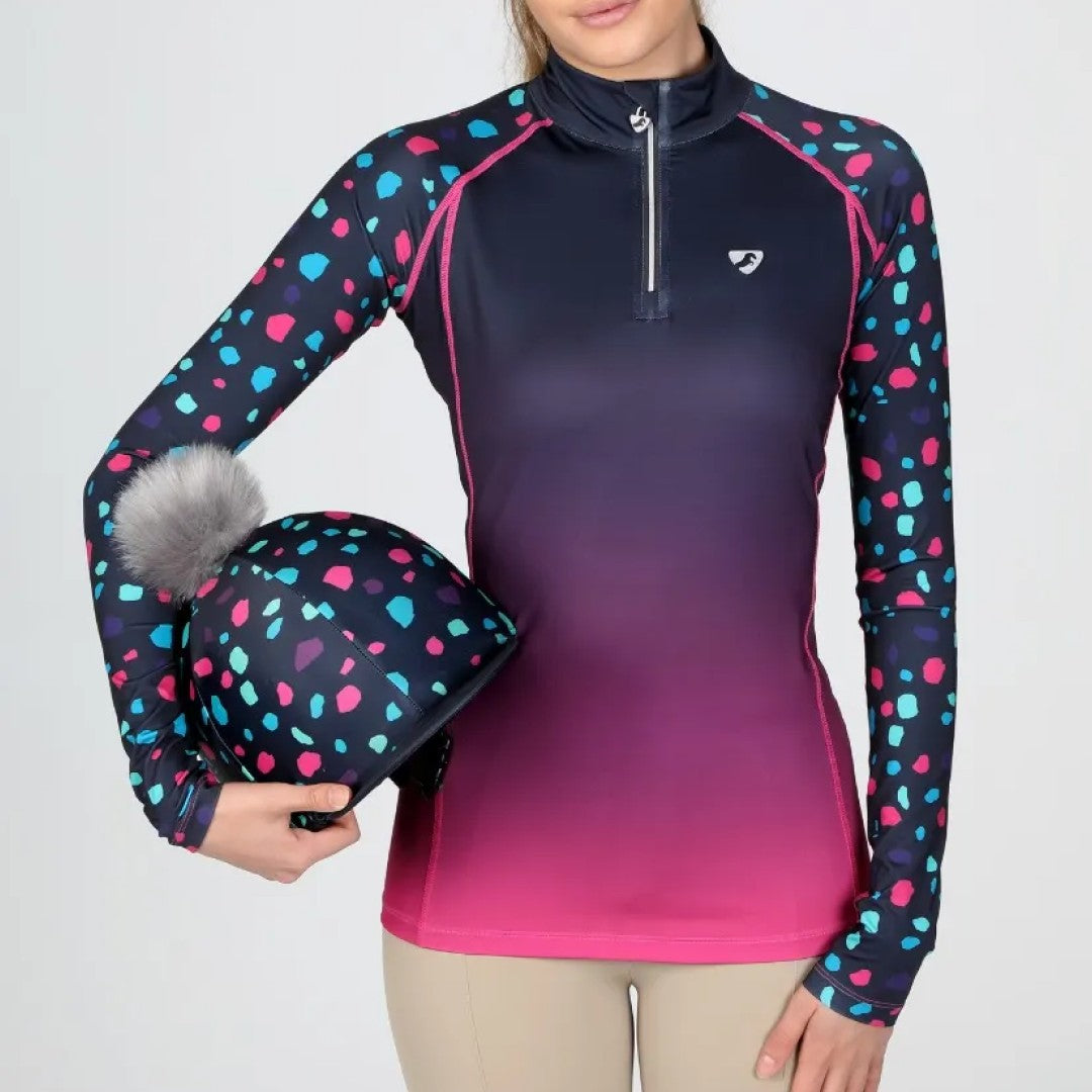 Pink - Back - Aubrion Womens-Ladies Hyde Park XC Spotted Cross Country Shirt