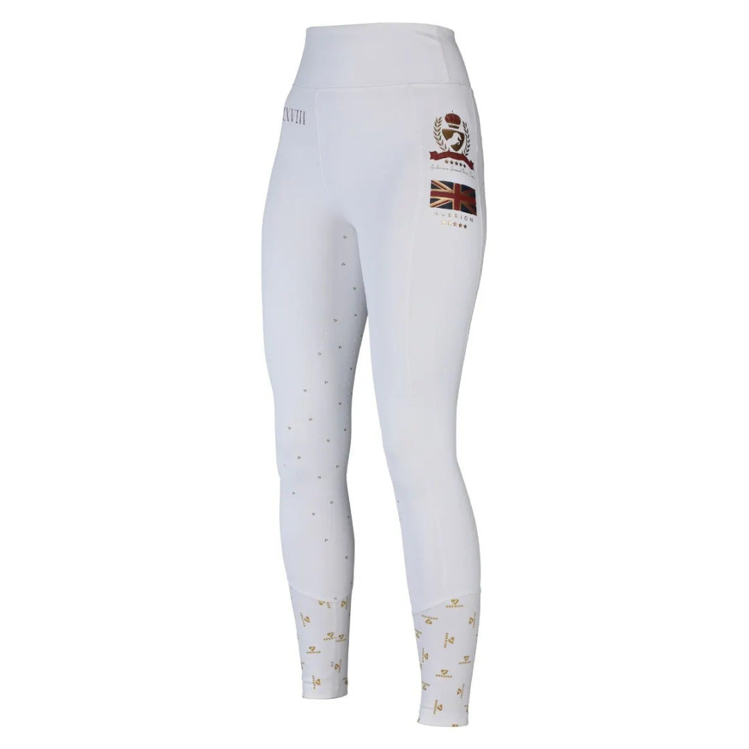 White - Front - Aubrion Womens-Ladies Team Horse Riding Tights