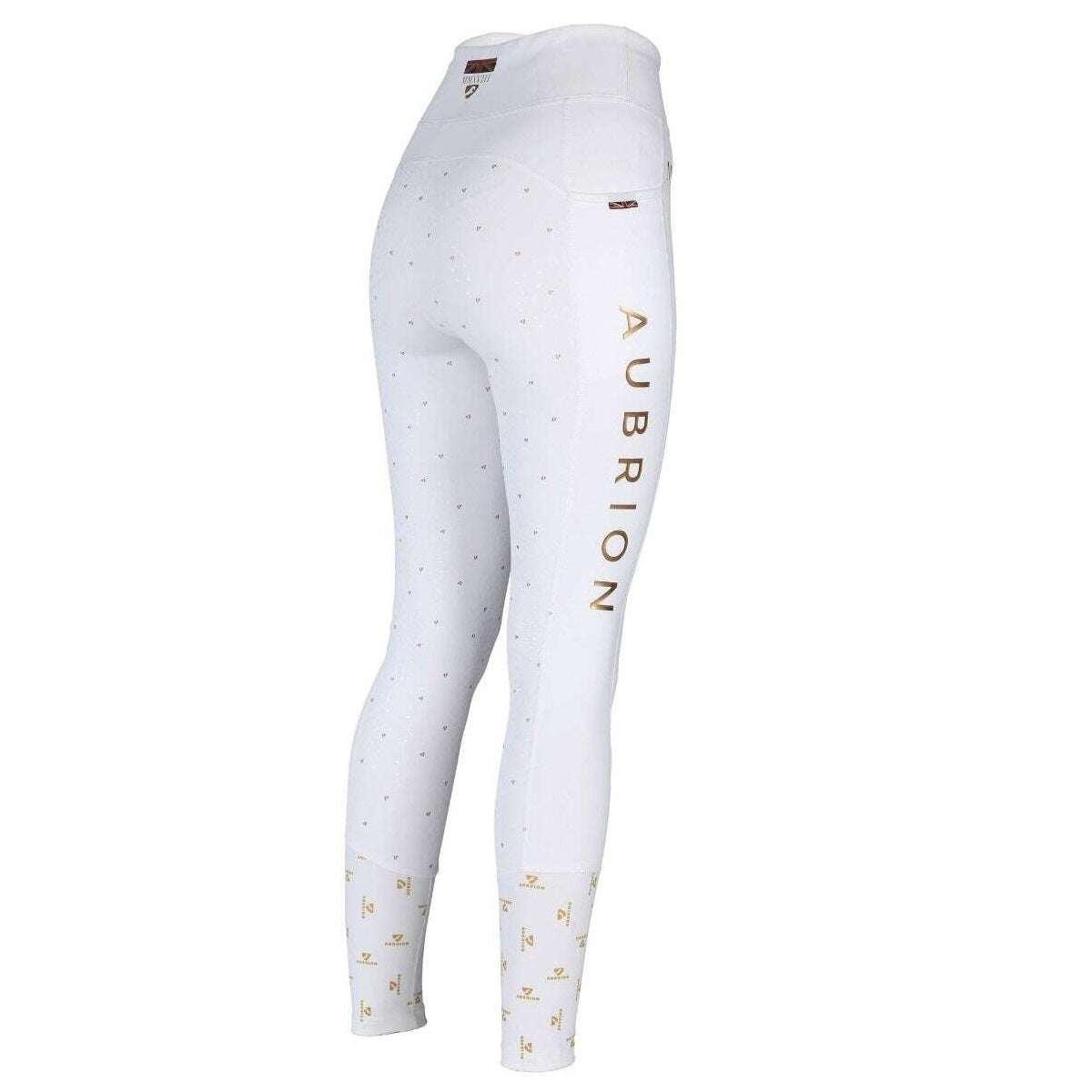 White - Back - Aubrion Womens-Ladies Team Horse Riding Tights