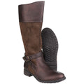 Brown - Close up - Divaz Womens-Ladies Garbo Zip Up Contrast Knee High Boots